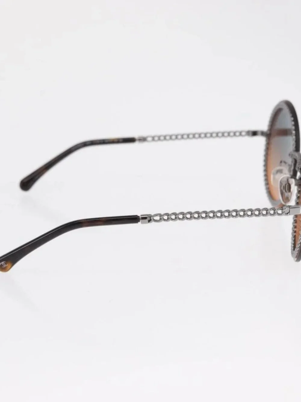CHANEL Chain Sunglasses metal Brown CC Auth 165927SM